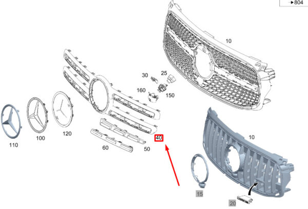 A24788819009696 - NEW MERCEDES-BENZ GLB X247 RADIATOR GRILLE TRIM BAR A24788819009696