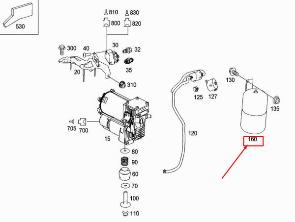 A2513200115 - New MERCEDES-BENZ R W251 Air Pressure Reservoir A2513200115