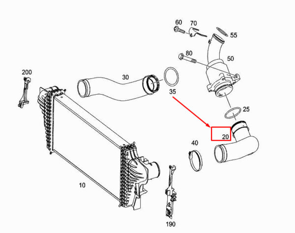 A2515281582 - New MERCEDES-BENZ R W251 Engine Charge Air Hose A2515281582