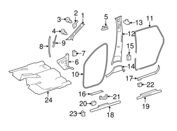 A2516910714 - NEW MERCEDES-BENZ R-CLASS LEFT BODY A-PILLAR TRIM PANEL CLIP A2516910714