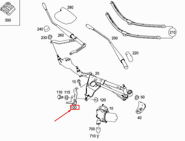A2518240014 - New MERCEDES-BENZ R W251 Front Wiper System Bracket A2518240014