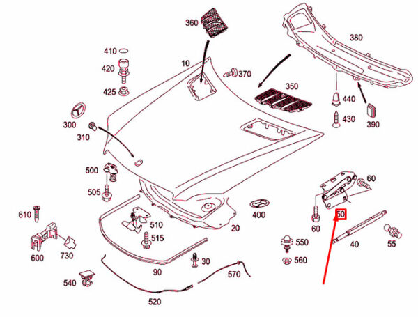 A2518800328 - Mercedes-Benz ML W164 Hood Left Hinge A2518800328 NEW GENUINE