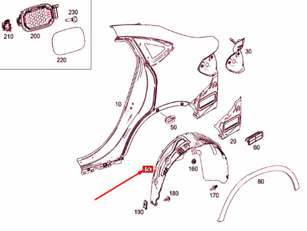 A2536900530 - NEW MB GLC COUPE C253 REAR LEFT WHEEL HOUSING COVER A2536900530 ORIGINAL