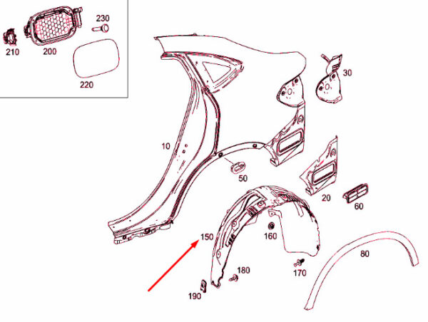 A2536900630 - NEW MB GLC COUPE C253 REAR RIGHT WHEEL HOUSING COVER A2536900630 ORIGINAL