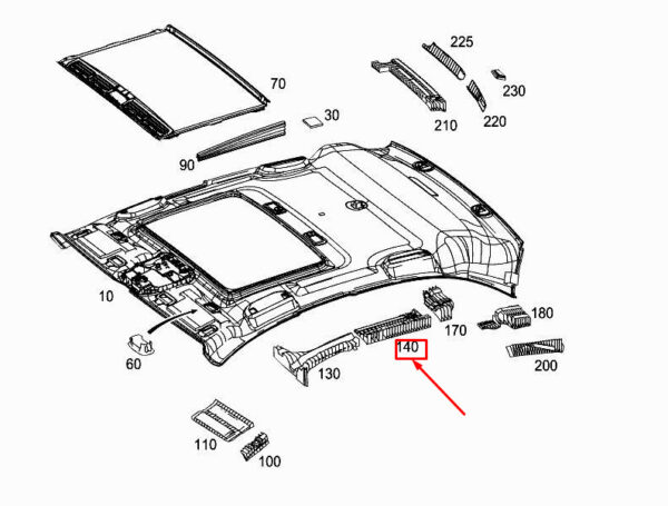 A2536923800 - NEW MERCEDES-BENZ GLC X253 CENTRAL RIGHT ROOF ABSORBER A2536923800