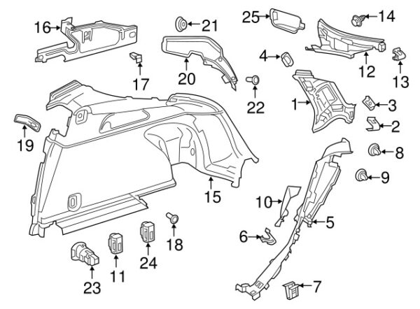 A25369267008R73 - Mercedes-Benz GLC-Class X253/C253 Upper Body C-Pillar Trim Panel Cap
