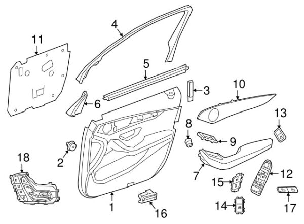 A25372002489051 - Mercedes-Benz GLC-Class X253/C253 Front Right Door Panel Insert A25372002489051