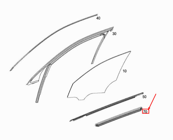 A2537250165 - NEW MERCEDES-BENZ GLC X253 FRONT LEFT DOOR WINDOW STRIP A2537250165 ORIGINAL