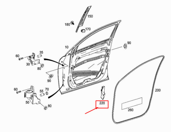 A2537251300 - NEW MERCEDES-BENZ GLC X253 REAR LEFT DOOR IMPACT ABSORBER A2537251300 ORIGINAL