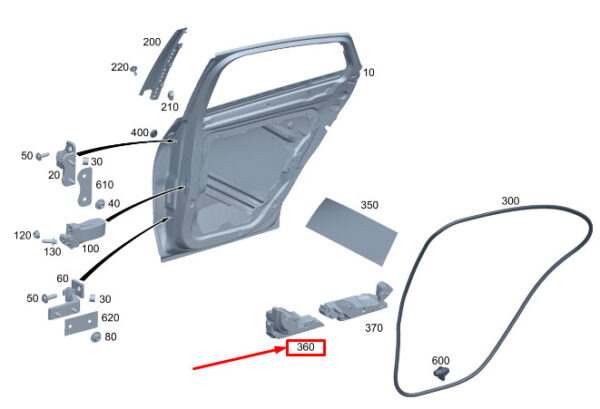 A2547355900 - MB GLC X254 Rear Left Door Impact Muffler A2547355900 Genuine Part
