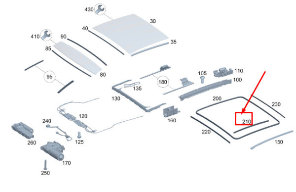 A2547821200 - MB GLC X254 gasket for sunroof inside left A2547821200 original part