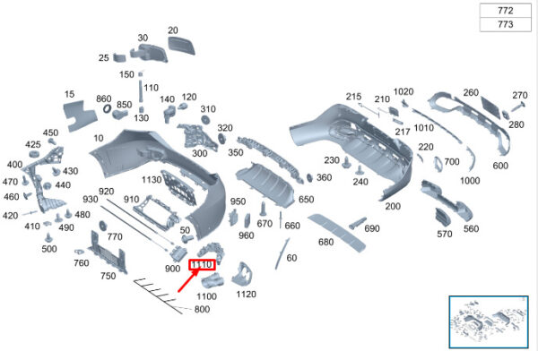 A2548859502 - Mercedes-Benz GLC X254 tailpipe trim rear left A2548859502, original part