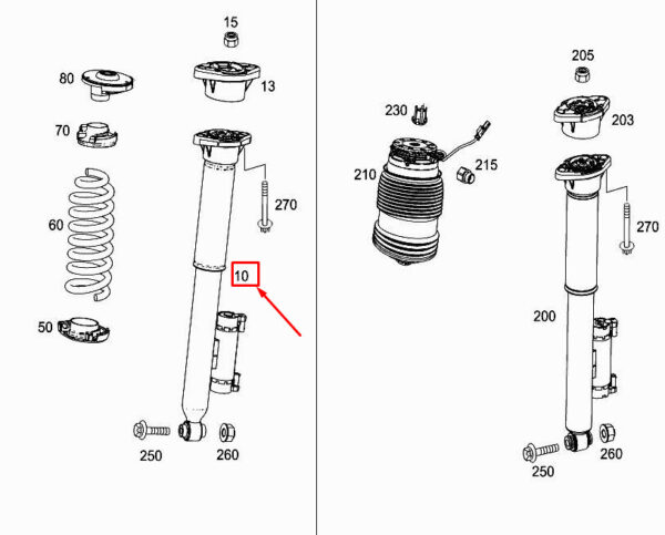 A2573201401 - NEW MERCEDES-BENZ CLS C257 REAR SHOCK ABSORBER A2573201401