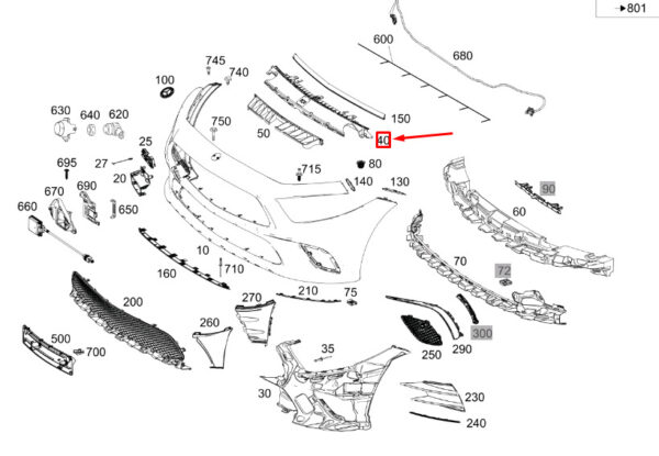 A2578854900 - NEW MB CLS C257 FRONT BUMPER TOP CENTRAL BASIC CARRIER A2578854900 ORIGINAL