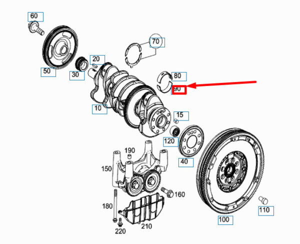 A270033010256 - NEW MERCEDES-BENZ CLK C209 MAIN BEARING LOWER HALF A270033010256 ORIGINAL