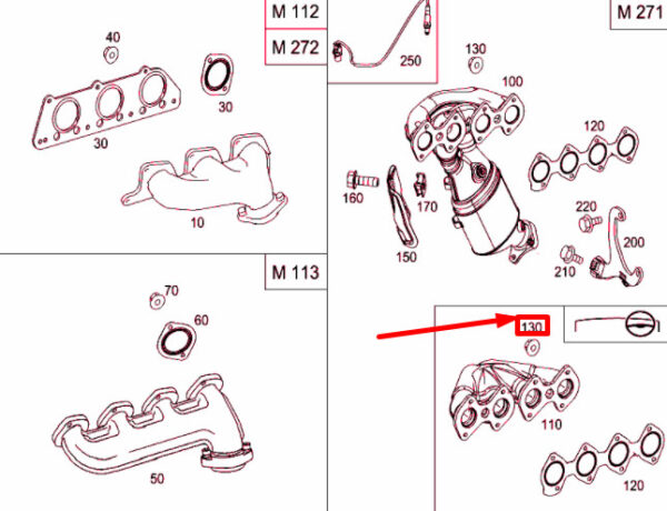 A2711420072 - MB C W203 exhaust manifold to cylinder head nut A2711420072 NEW ORIGINAL