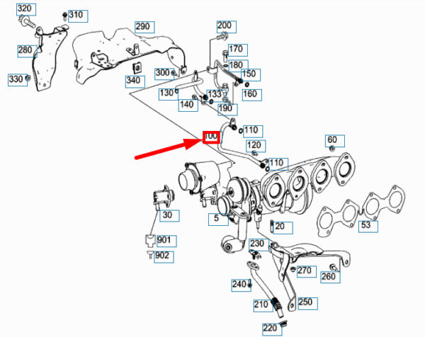 A2712030902 - NEW MERCEDES-BENZ C W204 WATER FEED LINE A2712030902 ORIGINAL