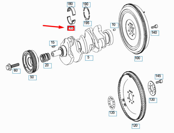 A272033390256 - NEW MERCEDES-BENZ C W204 CRANKSHAFT BEARING LOWER HALF A272033390256 ORIGINAL