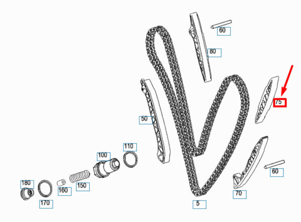 A2720521516 - NEW MERCEDES-BENZ C W204 TOP LEFT TIMING CHAIN GUIDE RAIL A2720521516 ORIGINAL