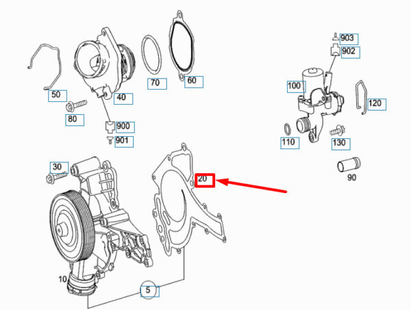 A2722010080 - NEW MERCEDES-BENZ C W204 WATER PUMP GASKET A2722010080 ORIGINAL