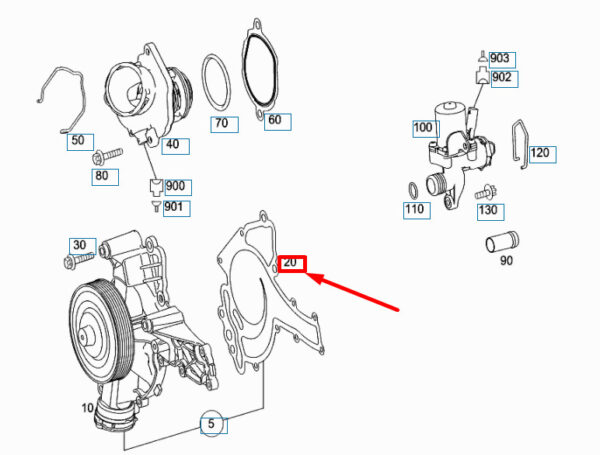 A2722010280 - NEW MERCEDES-BENZ C W204 WATER PUMP GASKET A2722010280 ORIGINAL