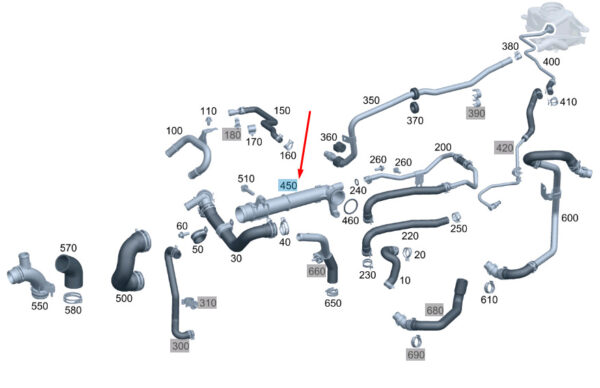 A2742000153 - NEW MERCEDES-BENZ C W204 CYLINDER CRANKCASE COOLANT LINE A2742000153 ORIGINAL