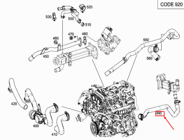 A2742031382 - NEW MERCEDES-BENZ GLC X253 ENGINE COOLANT HOSE A2742031382 GENUINE
