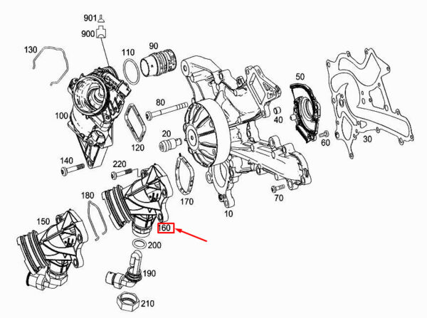 A2762000356 - NEW MERCEDES-BENZ C C205 ENGINE COOLANT INLET CONNECTION A2762000356
