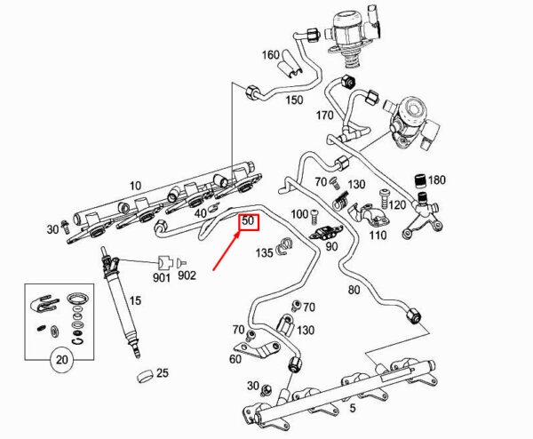A2780702432 - New MERCEDES-BENZ S W222 Fuel High-Pressure Line A2780702432