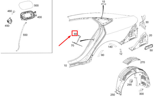 A2906821900 - Mercedes-Benz AMG GT X290 rear cushioning side part left A2906821900 NEW ORIGINAL