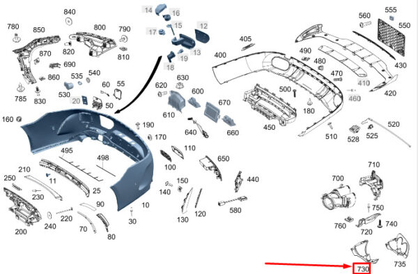 A2908840500 - MERCEDES-BENZ AMG GT X290 Rear Left Bumper Cover Trim A2908840500 NEW GENUINE