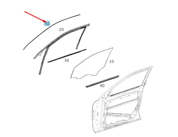 A2927250282 - NEW MERCEDES-BENZ GLE C292 FRONT RIGHT DOOR UPPER TRIPE A2927250282 ORIGINAL
