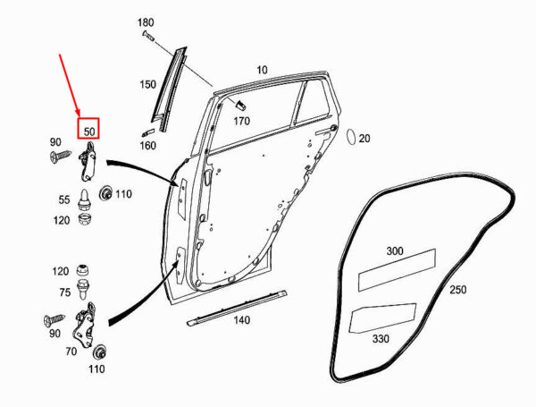 A2927300237 - MB GLE Coupe C292 door hinge top rear right A2927300237 NEW ORIGINAL