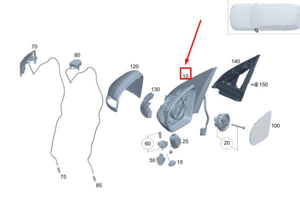 A2938103101 - Mercedes-Benz EQC exterior mirror left LHD A2938103101 NEW ORIGINAL