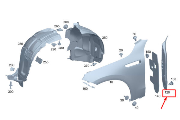A2938890000 - New MERCEDES-BENZ EQC Front Left Fender Gap Cover A2938890000