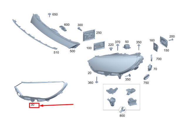 A2948260100 - MB EQE SUV X294 Gasket for Left Lamp Unit A2948260100 Original Part