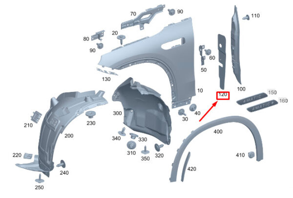 A2948857800 - MERCEDES-BENZ EQE SUV X294 Front Right Fender Absorber A2948857800 NEW GENUINE