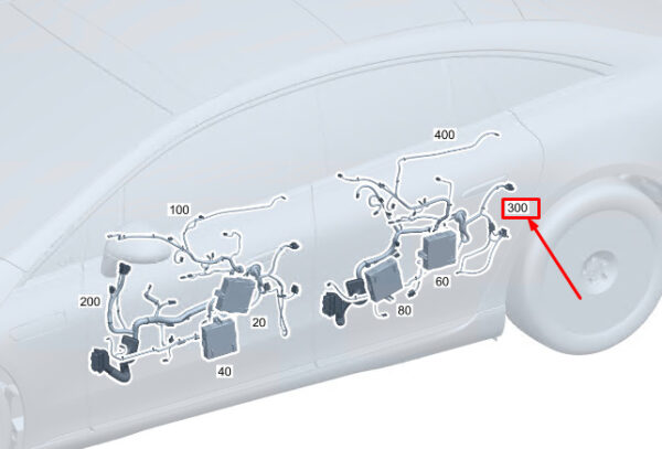 A2975409124 - Mercedes-Benz EQS V297 harness for rear door A2975409124, original part