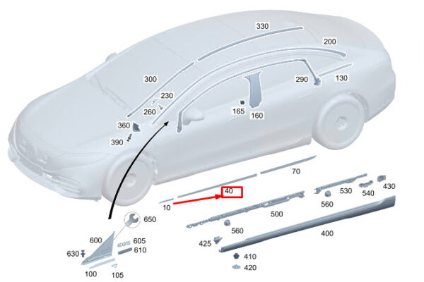 A2976902001 - New MERCEDES-BENZ EQS V297 Front Right Door Trim Strip A2976902001