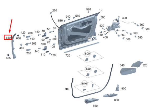 A2977201800 - New MERCEDES-BENZ EQS V297 Front Right Door Seal A2977201800