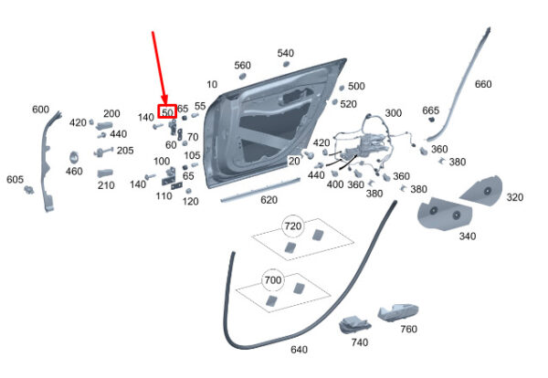 A2977303303 - Mercedes-Benz EQS V297 door hinge top rear left A2977303303 NEW ORIGINAL