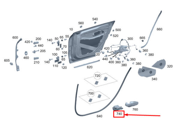 A2977324100 - New MERCEDES-BENZ EQS V297 Rear Left Door Front Bracing A2977324100