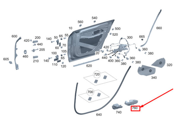 A2977324400 - New MERCEDES-BENZ EQS V297 Rear Right Door Rear Bracing A2977324400