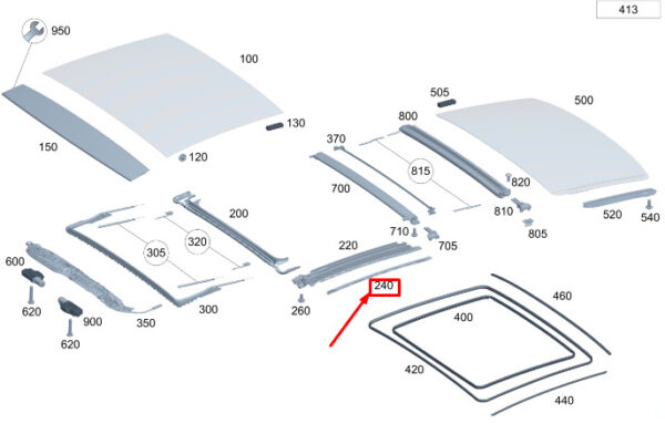 A2977801100 - New Mercedes-Benz EQS V297 Roof Cover Strip Right A2977801100 Genuine