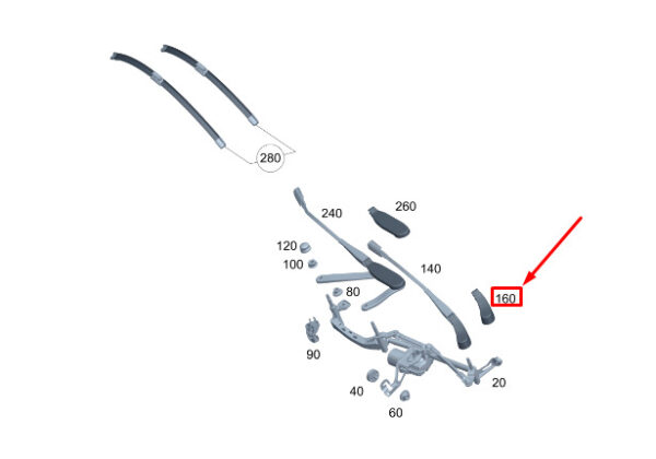 A2978240100 - New MERCEDES-BENZ EQS V297 Right Wiper Arm Cover RHD A2978240100
