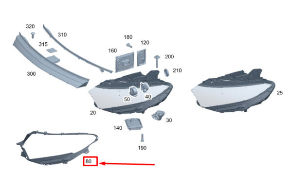A2978260300 - MB EQS V297 Gasket for Left Headlights A2978260300 Original Part
