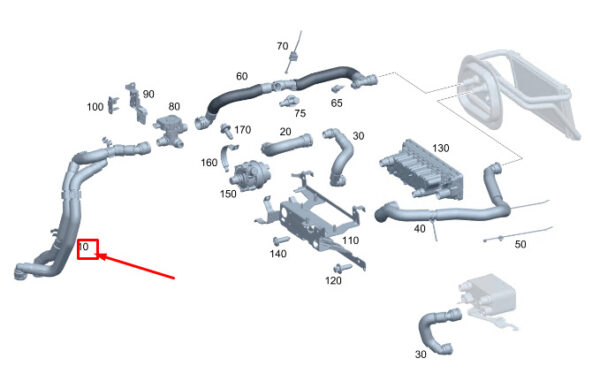 A2978307102 - New Mercedes-Benz EQS V297 HVAC Heater Hose A2978307102 Genuine