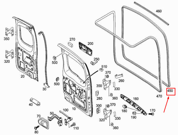 A4157410180 - Mercedes-Benz Citan W415 rear door gasket A4157410180 new original