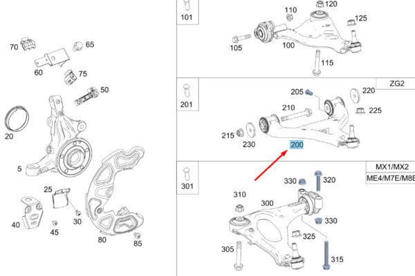 A4473303000 - New MB VITO W447 Front Right Transverse Control Arm A4473303000