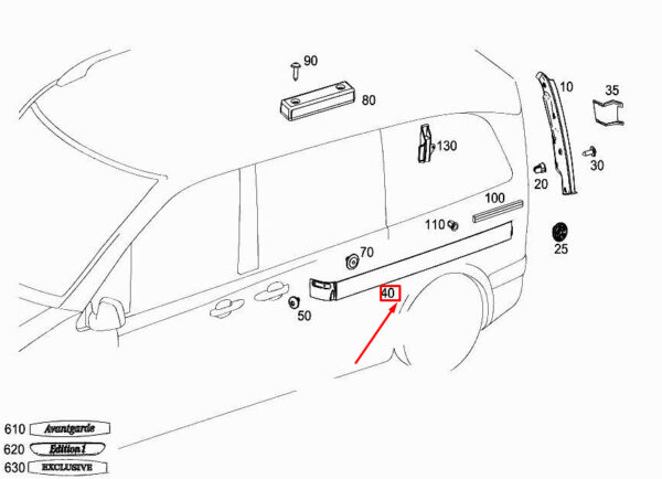 A4476900270 - NEW MERCEDES-BENZ VITO W447 LEFT SLIDING DOOR RAIL TRIM A4476900270